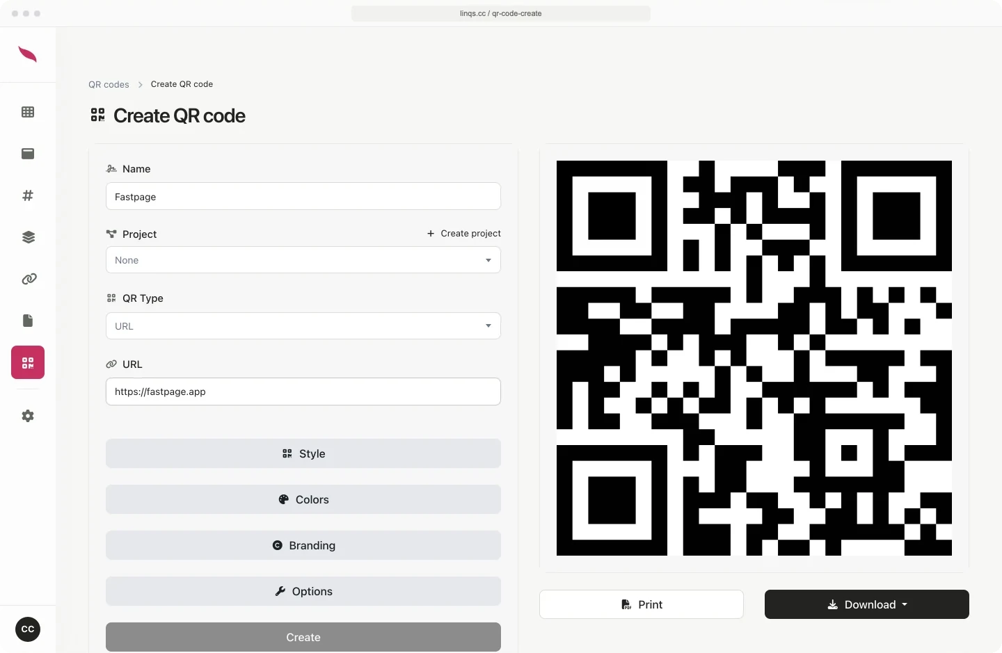 Fastpage qr codes preview