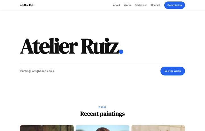 Painter & visual artist website template, Gallery style