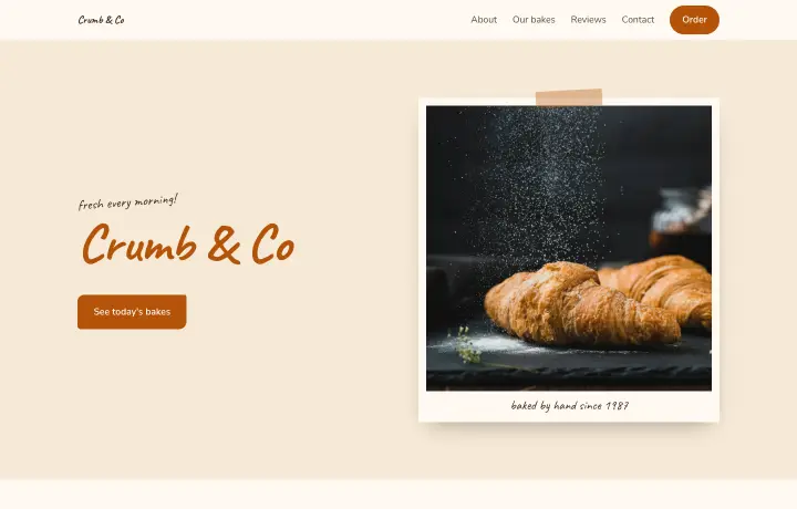 Bakery website template, Handmade craft style
