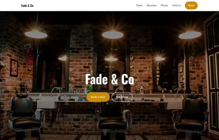 Barber & hair salon website template, Moody style