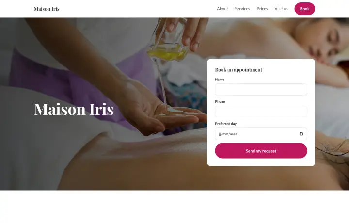 Beauty & spa website template, Calm style