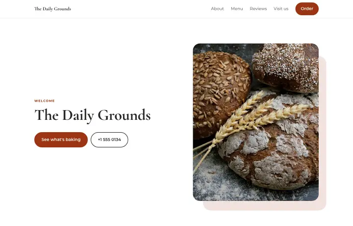 Café & bakery website template, Warm style