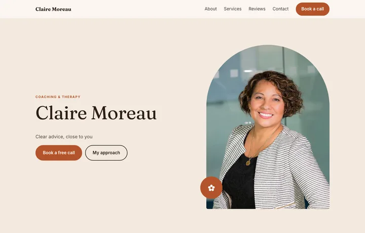 Coach & therapist website template, Warm style