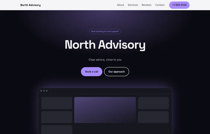 Consultant & agency website template, Dark style
