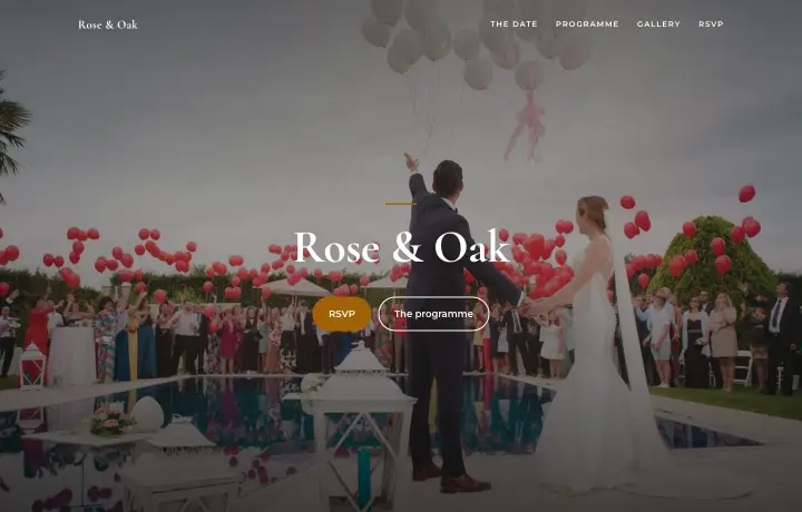 Wedding & events website template, Romantic style