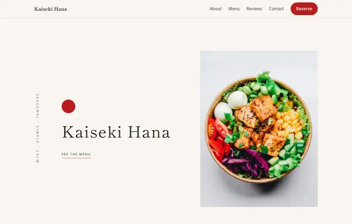 Japanese restaurant website template, Zen style