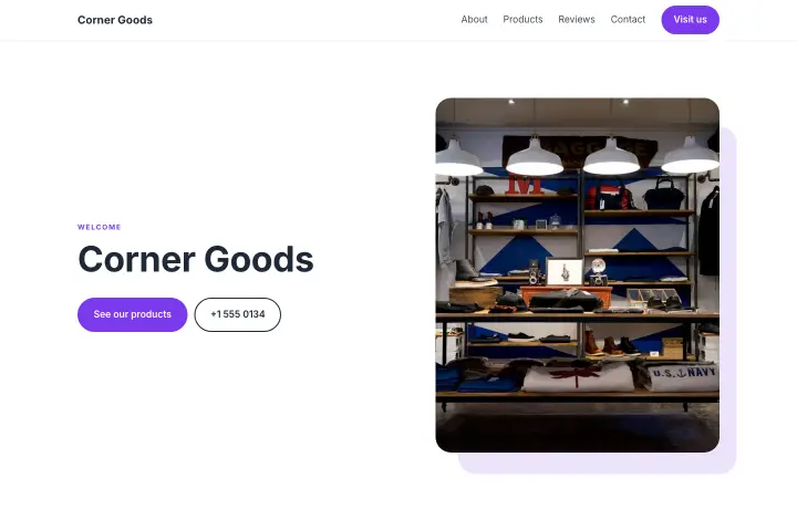 Local shop website template, Simple style