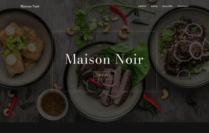 Fine dining website template, Dark luxury style