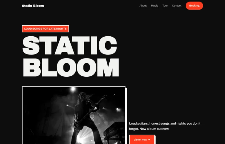 Band & rock group website template, Raw style