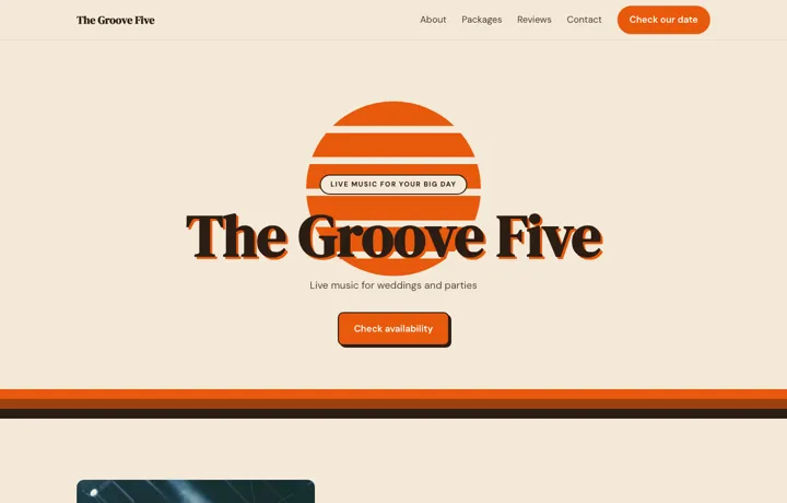 Wedding & event band website template, Retro style