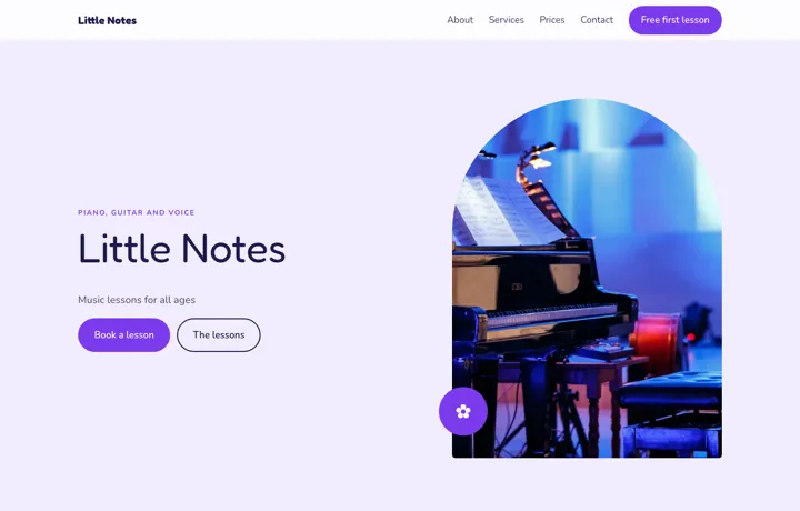 Music teacher website template, Friendly style