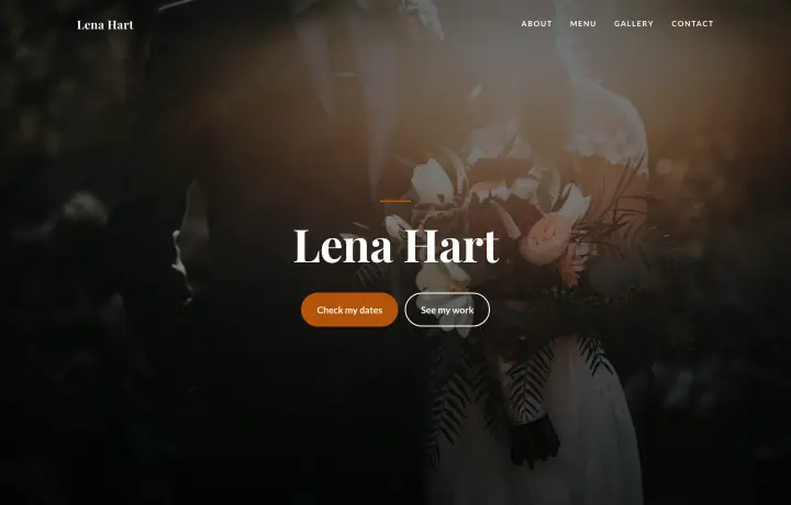 Photographer website template, Full-bleed style