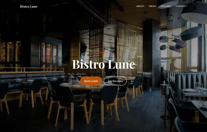 Restaurant website template, Classic style