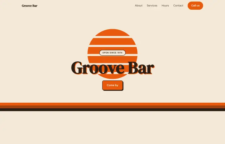 Bar & record shop website template, Retro style