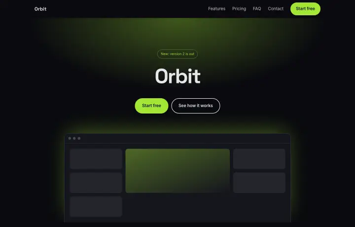 App & startup website template, Dark tech style